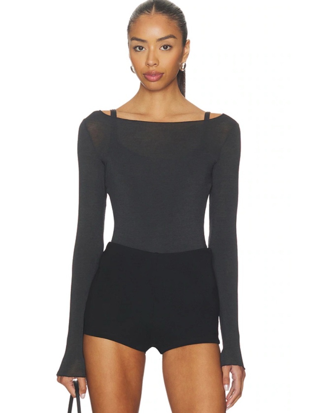 SKIMS Sheer Modal Long Sleeve T-Shirt XS - Picture 3 of 11